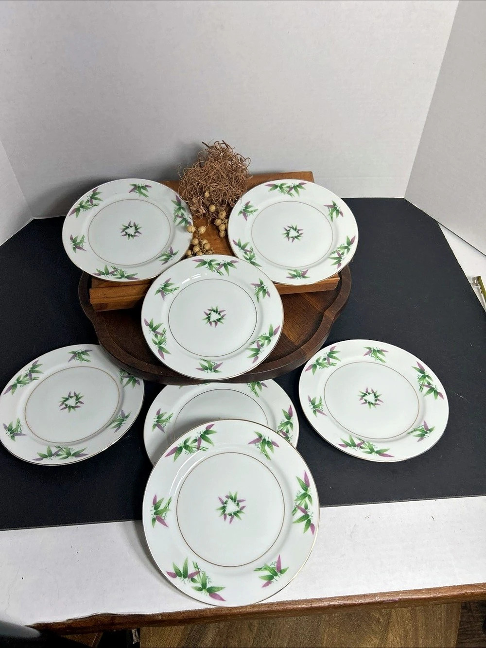 Set of seven salad /dessert plates from Harmony House Mandarin , made in Japan.